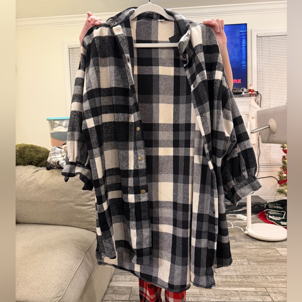 Black and White Plaid Shirt jacket